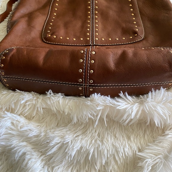 Michael Kors Leather Tote Bag With Gold Nail Heads - Picture 3 of 8